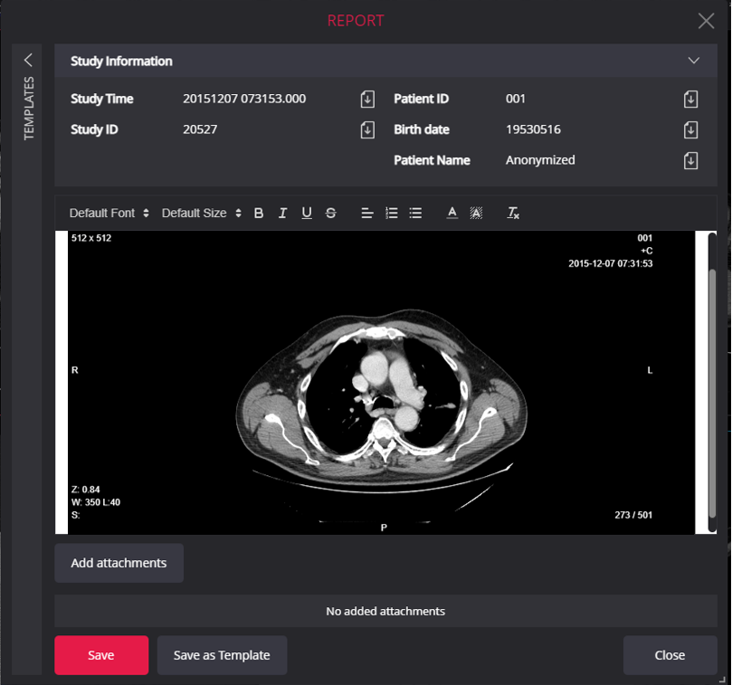 Insert Image To The Report Dicom Viewer